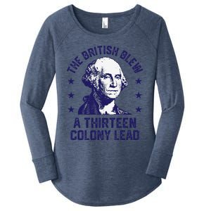 The British Blew A 13 Colony Lead Retro Us George Washington Women's Perfect Tri Tunic Long Sleeve Shirt