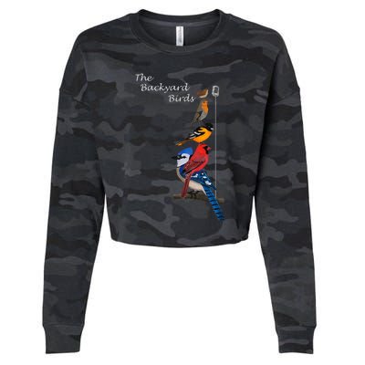 The Backyard Birds Blue Jay Cardinal Wren Bird Birdwatcher Cropped Pullover Crew