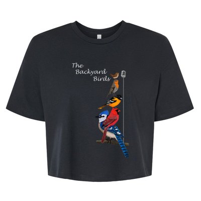 The Backyard Birds Blue Jay Cardinal Wren Bird Birdwatcher Bella+Canvas Jersey Crop Tee