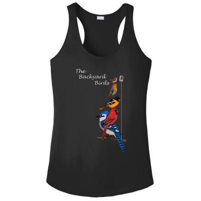 The Backyard Birds Blue Jay Cardinal Wren Bird Birdwatcher Ladies PosiCharge Competitor Racerback Tank