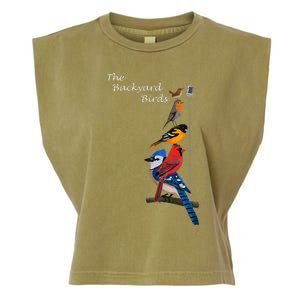 The Backyard Birds Blue Jay Cardinal Wren Bird Birdwatcher Garment-Dyed Women's Muscle Tee