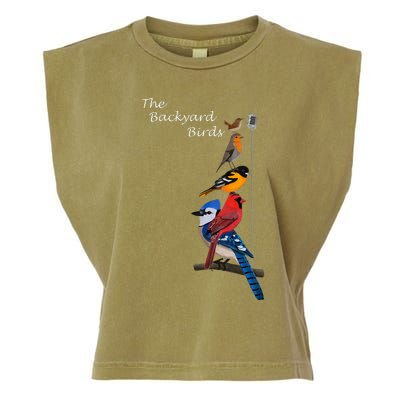 The Backyard Birds Blue Jay Cardinal Wren Bird Birdwatcher Garment-Dyed Women's Muscle Tee