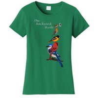 The Backyard Birds Blue Jay Cardinal Wren Bird Birdwatcher Women's T-Shirt