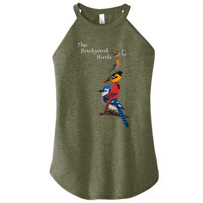 The Backyard Birds Blue Jay Cardinal Wren Bird Birdwatcher Women's Perfect Tri Rocker Tank