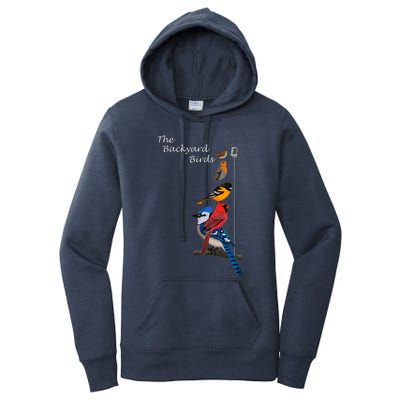 The Backyard Birds Blue Jay Cardinal Wren Bird Birdwatcher Women's Pullover Hoodie