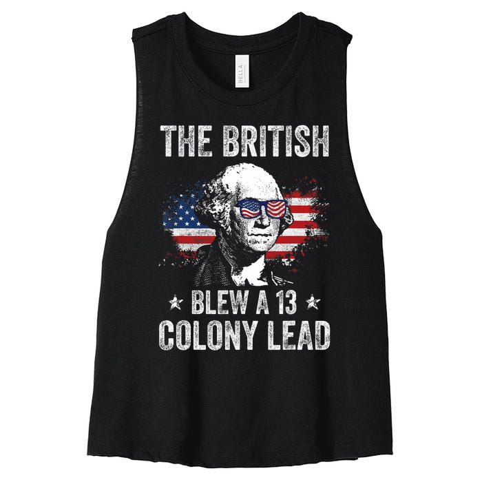 The British Blew A 13 Colony Lead Funny George Washington Women's Racerback Cropped Tank