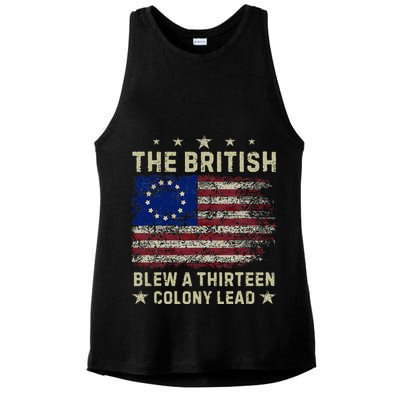 The British Blew A 13 Colony Lead Funny 4th Of July Ladies PosiCharge Tri-Blend Wicking Tank