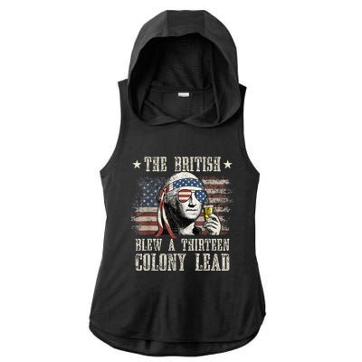 The British Blew A 13 Colony Lead Funny 4th Of July Ladies PosiCharge Tri-Blend Wicking Draft Hoodie Tank