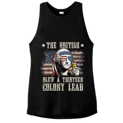 The British Blew A 13 Colony Lead Funny 4th Of July Ladies PosiCharge Tri-Blend Wicking Tank