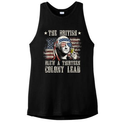 The British Blew A 13 Colony Lead Funny 4th Of July Ladies PosiCharge Tri-Blend Wicking Tank