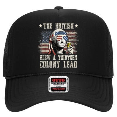 The British Blew A 13 Colony Lead Funny 4th Of July High Crown Mesh Back Trucker Hat