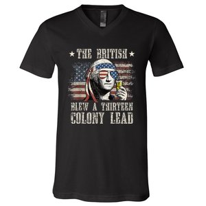 The British Blew A 13 Colony Lead Funny 4th Of July V-Neck T-Shirt