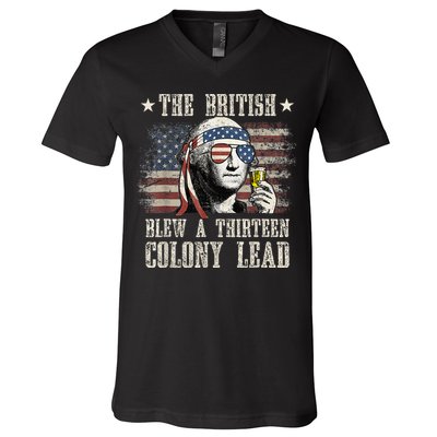 The British Blew A 13 Colony Lead Funny 4th Of July V-Neck T-Shirt