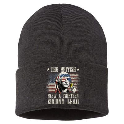 The British Blew A 13 Colony Lead Funny 4th Of July Sustainable Knit Beanie