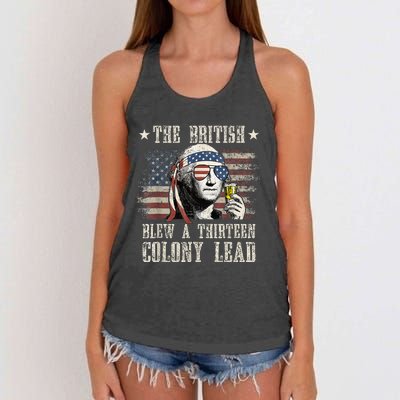 The British Blew A 13 Colony Lead Funny 4th Of July Women's Knotted Racerback Tank