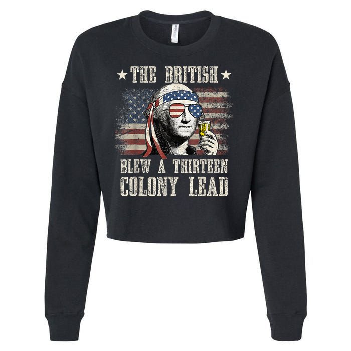 The British Blew A 13 Colony Lead Funny 4th Of July Cropped Pullover Crew