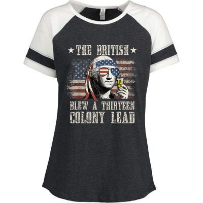 The British Blew A 13 Colony Lead Funny 4th Of July Enza Ladies Jersey Colorblock Tee