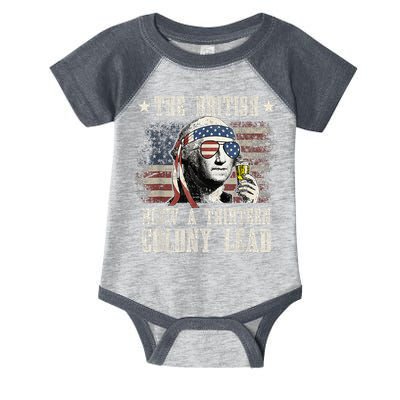 The British Blew A 13 Colony Lead Funny 4th Of July Infant Baby Jersey Bodysuit