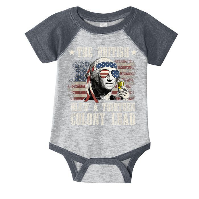 The British Blew A 13 Colony Lead Funny 4th Of July Infant Baby Jersey Bodysuit