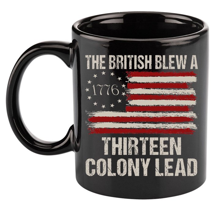 The British Blew A 13 Colony Lead Funny 4th Of July 11oz C Handle Ceramic Mug