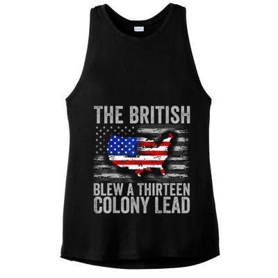 The British Blew A 13 Colony Lead Funny 4th Of July Ladies PosiCharge Tri-Blend Wicking Tank
