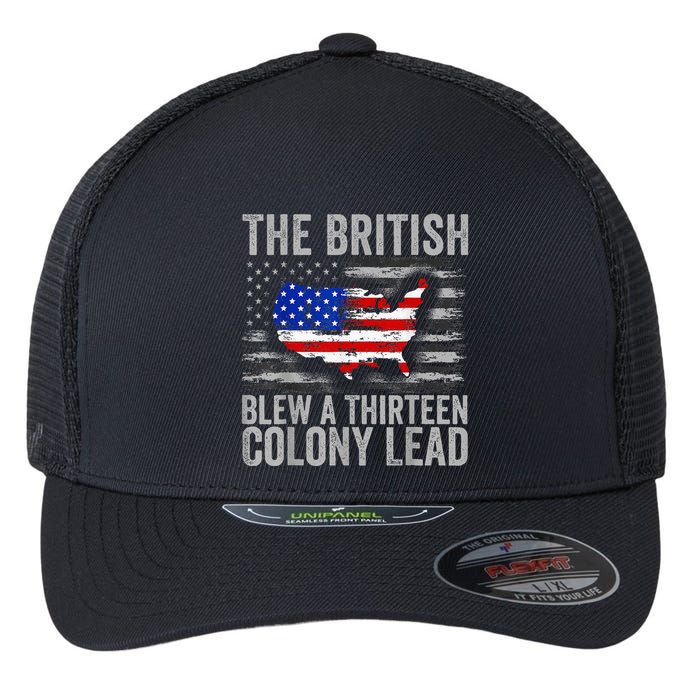 The British Blew A 13 Colony Lead Funny 4th Of July Flexfit Unipanel Trucker Cap