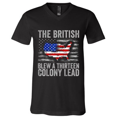 The British Blew A 13 Colony Lead Funny 4th Of July V-Neck T-Shirt