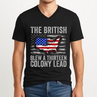 The British Blew A 13 Colony Lead Funny 4th Of July V-Neck T-Shirt