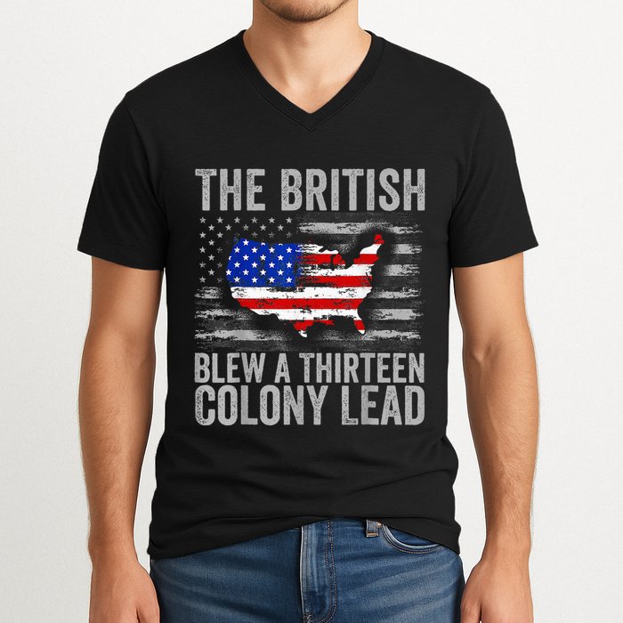 The British Blew A 13 Colony Lead Funny 4th Of July V-Neck T-Shirt
