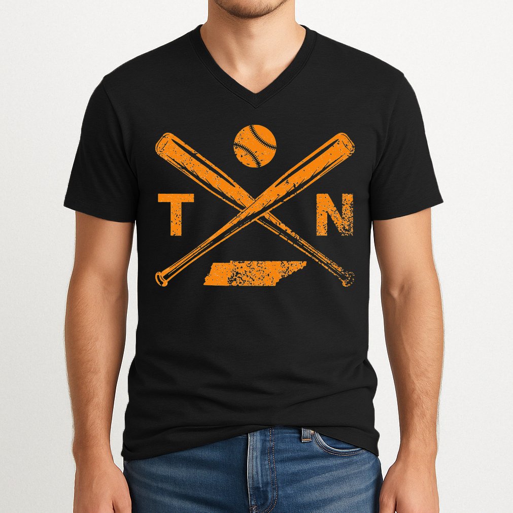 Tennessee Baseball Bats & Ball Classic Baseball Player V-Neck T-Shirt