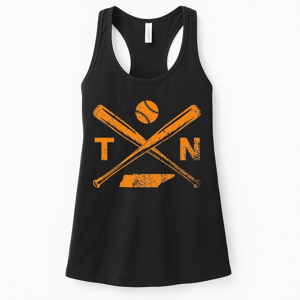 Tennessee Baseball Bats & Ball Classic Baseball Player Womens Tank Top