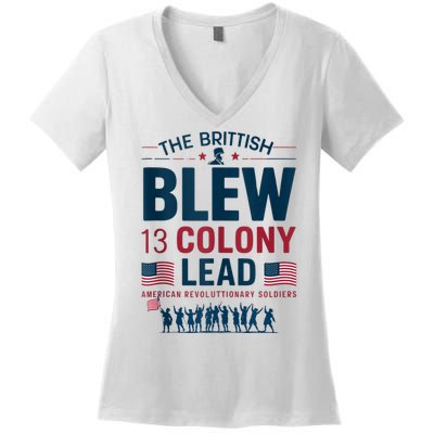 The British Blew A 13 Colony Lead A Thirteen Colony Lead Women's V-Neck T-Shirt