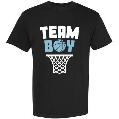 Team Boy Basketball Gender Reveal Blue Baby Shower Party Garment-Dyed Heavyweight T-Shirt