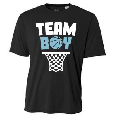 Team Boy Basketball Gender Reveal Blue Baby Shower Party Cooling Performance Crew T-Shirt