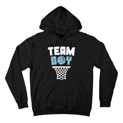 Team Boy Basketball Gender Reveal Blue Baby Shower Party Hoodie