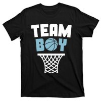 Team Boy Basketball Gender Reveal Blue Baby Shower Party T-Shirt