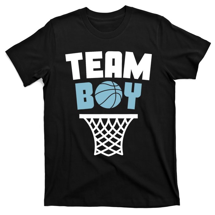 Team Boy Basketball Gender Reveal Blue Baby Shower Party T-Shirt