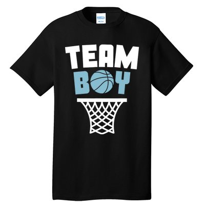 Team Boy Basketball Gender Reveal Blue Baby Shower Party Tall T-Shirt