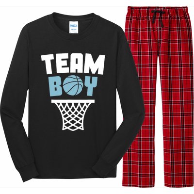 Team Boy Basketball Gender Reveal Blue Baby Shower Party Long Sleeve Pajama Set