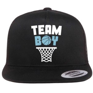 Team Boy Basketball Gender Reveal Blue Baby Shower Party Flat Bill Trucker Hat