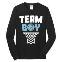 Team Boy Basketball Gender Reveal Blue Baby Shower Party Tall Long Sleeve T-Shirt