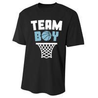 Team Boy Basketball Gender Reveal Blue Baby Shower Party Performance Sprint T-Shirt