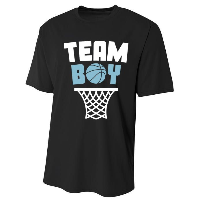 Team Boy Basketball Gender Reveal Blue Baby Shower Party Performance Sprint T-Shirt