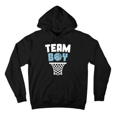 Team Boy Basketball Gender Reveal Blue Baby Shower Party Tall Hoodie