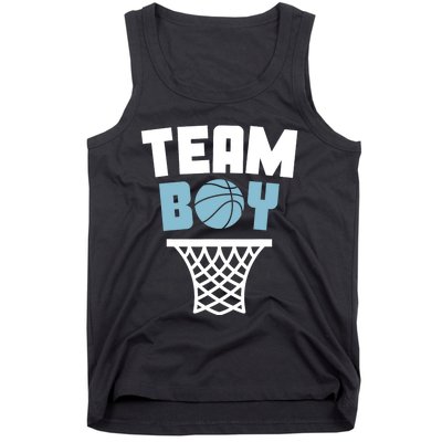 Team Boy Basketball Gender Reveal Blue Baby Shower Party Tank Top