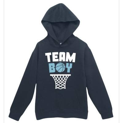 Team Boy Basketball Gender Reveal Blue Baby Shower Party Urban Pullover Hoodie