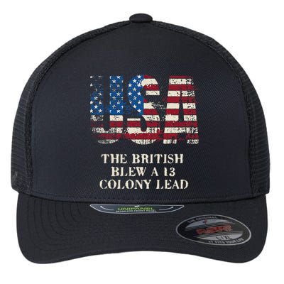 The British Blew A 13 Colony Lead Funny 4th Of July Flexfit Unipanel Trucker Cap