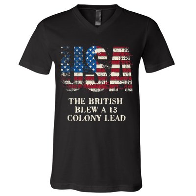 The British Blew A 13 Colony Lead Funny 4th Of July V-Neck T-Shirt