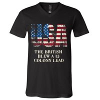 The British Blew A 13 Colony Lead Funny 4th Of July V-Neck T-Shirt