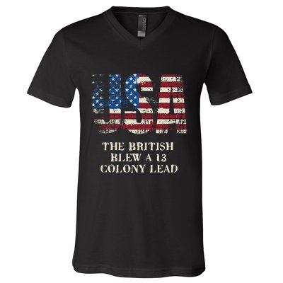 The British Blew A 13 Colony Lead Funny 4th Of July V-Neck T-Shirt